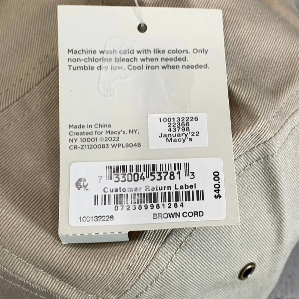 Sun+Stone Men's Brown Cord Solid Panel Adjustable Baseball Cap SZ OS - Picture 9 of 9